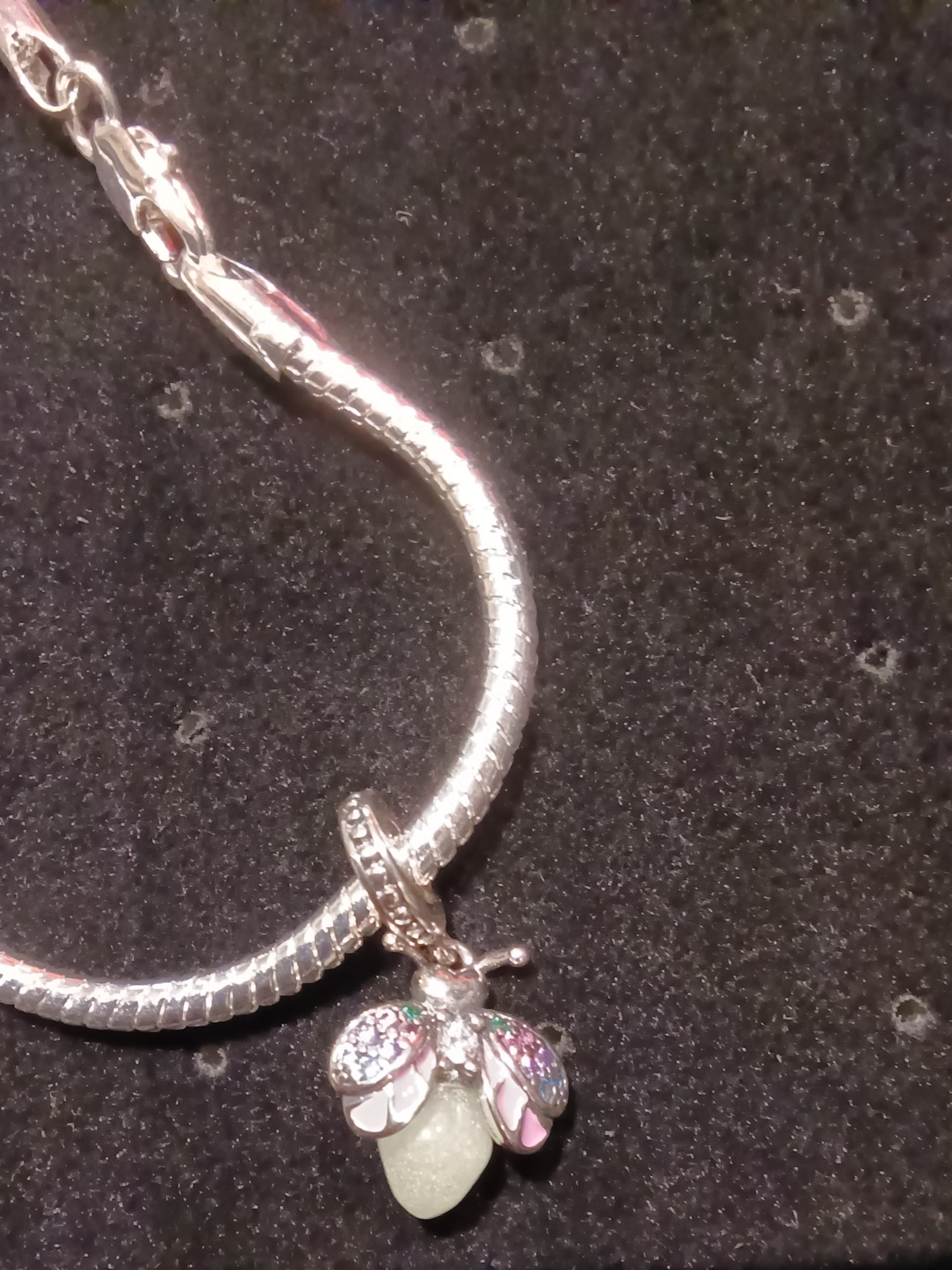 Gliederarmband+Charm Anhänger leuchtendes Glühwürmchen 925er Sterling Silber