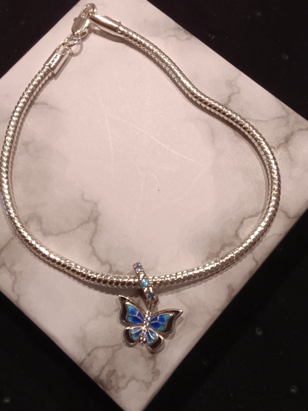 Gliederarmband + Charm Anhänger " Schmetterling" 925 er Sterling Silber