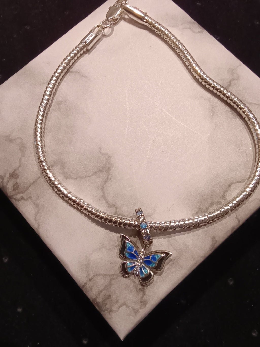 Gliederarmband + Charm Anhänger " Schmetterling" 925 er Sterling Silber