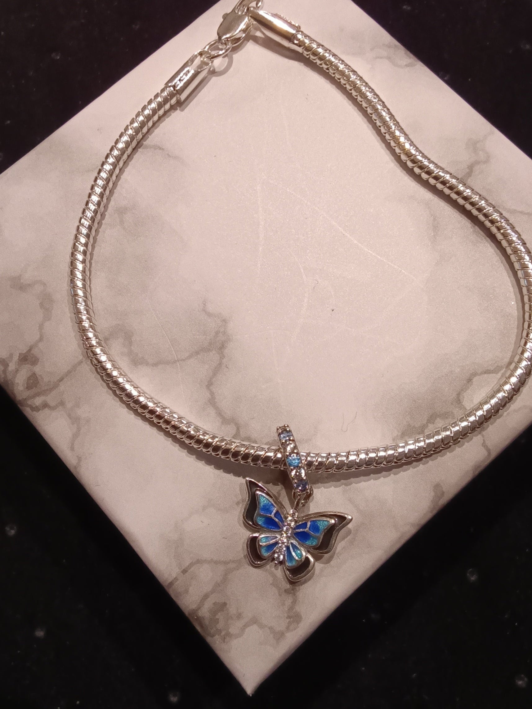 Gliederarmband + Charm Anhänger " Schmetterling" 925 er Sterling Silber