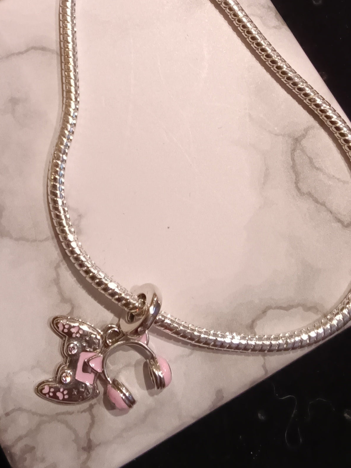 Gliederarmband + Charm Anhänger " Headset/Controller"925er Sterling Silber