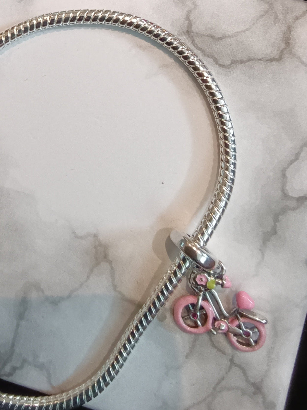 Gliederarmband +Charm Anhänger "Fahrrad" 925 er Sterling Silber