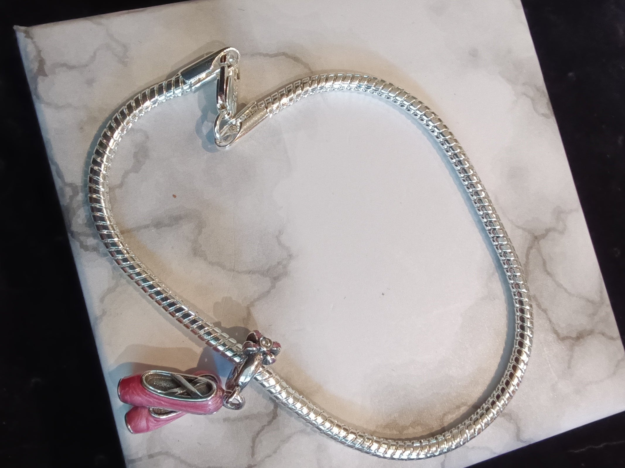Gliederarmband +Charm Anhänger "Ballerina" 925 er Sterling Silber