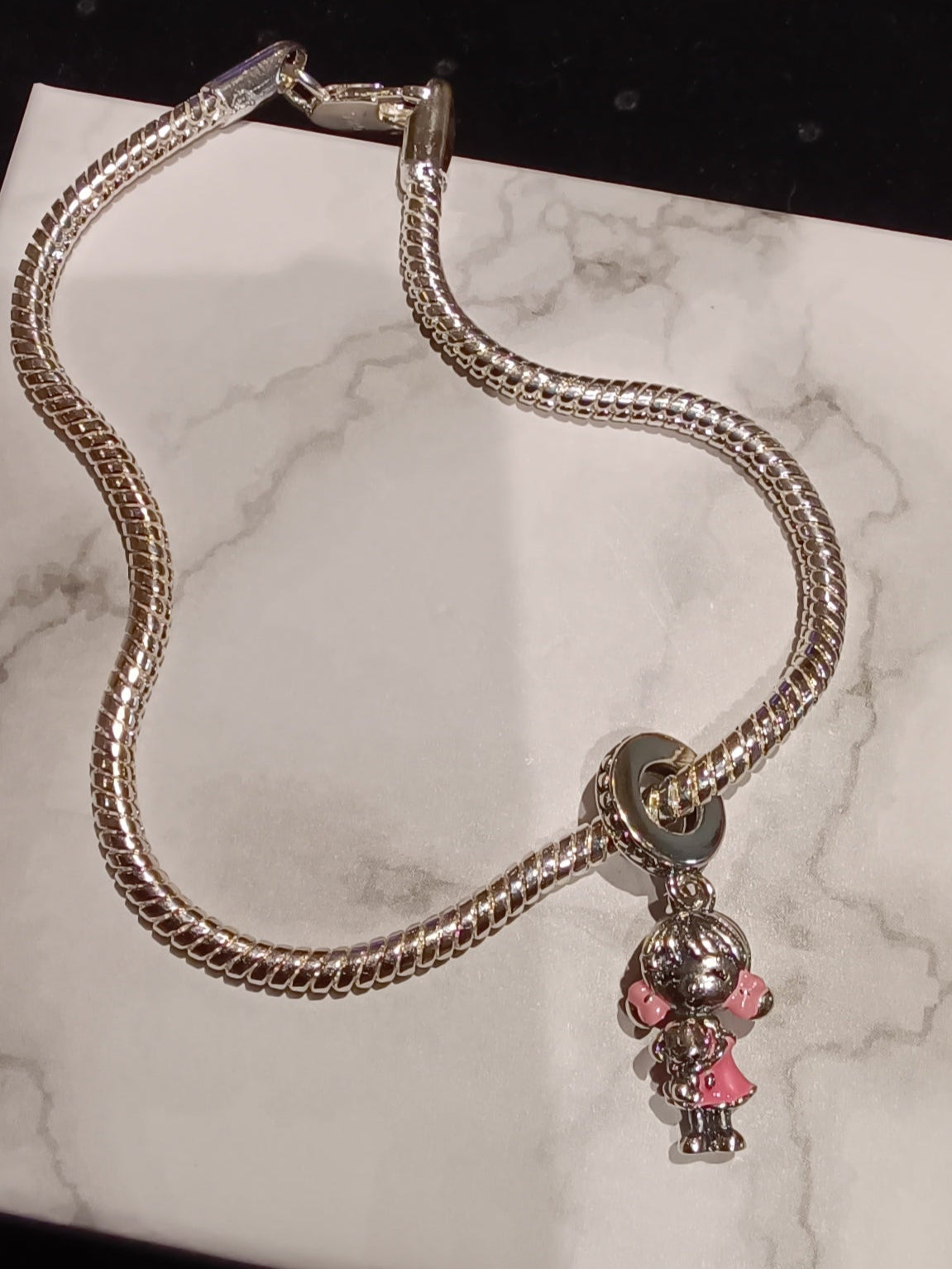 Gliederarmband + Charm Anhänger "kleines Mädchen"925er Sterling Silber