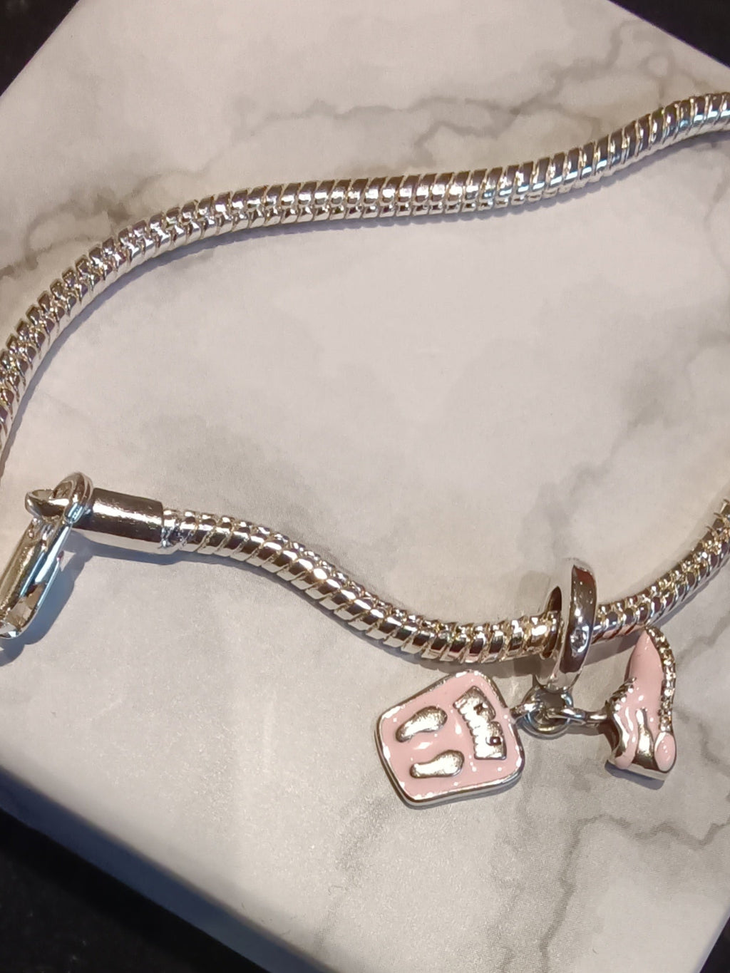 Gliederarmband +Charm Anhänger "Fitness" 925er Sterling Silber