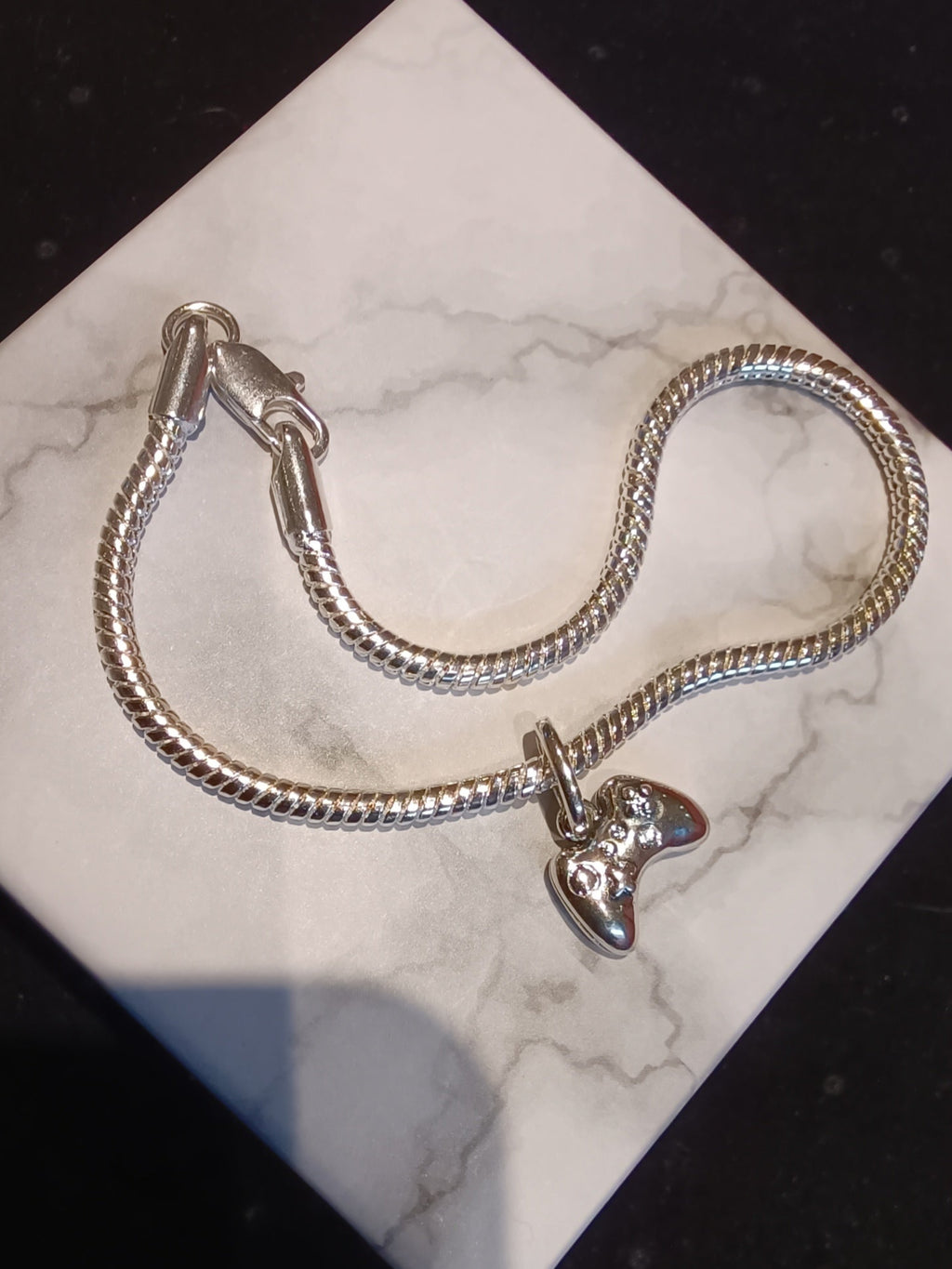 Gliederarmband+Charm-Anhänger "Controler" 925er Sterling Silber