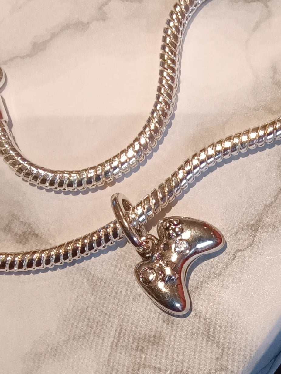 Gliederarmband+Charm-Anhänger "Controler" 925er Sterling Silber