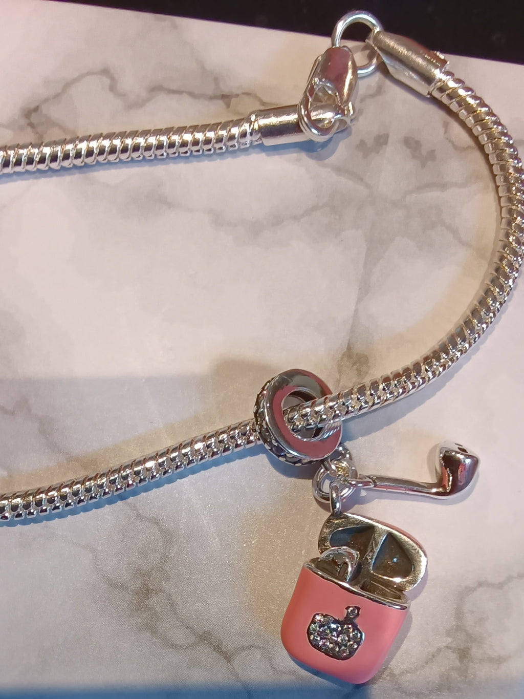 Gliederarmband+Charm Anhänger"Air Pods "925er Sterling Silber