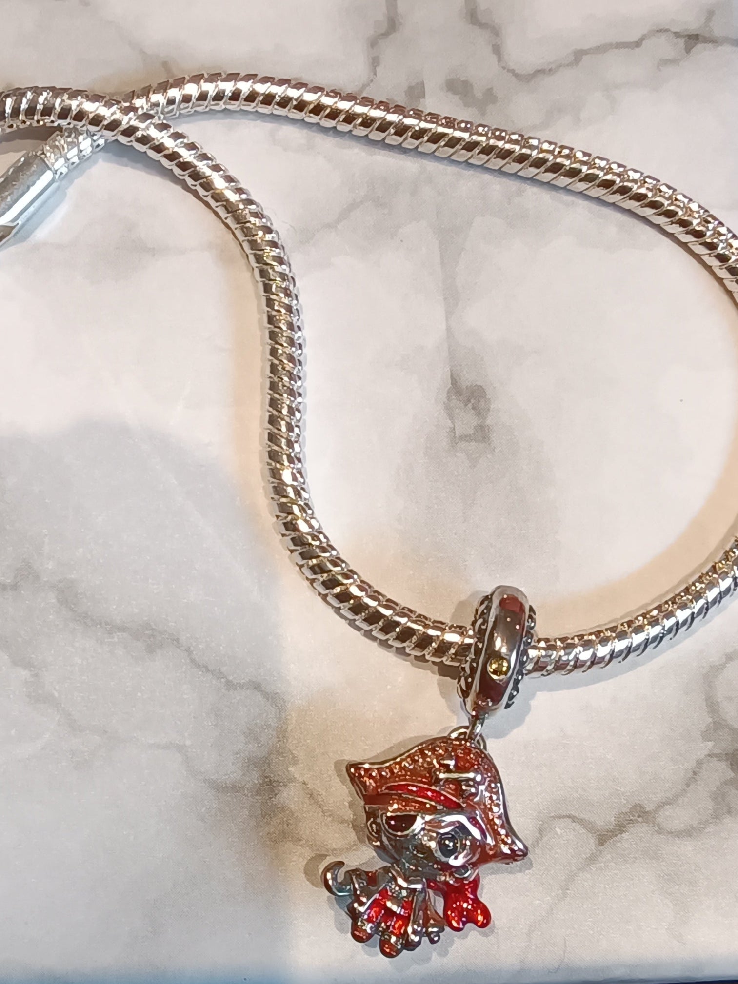 Gliederarmband+Charm-Anhänger "Pirat" Anhänger 925 er Sterling Silber