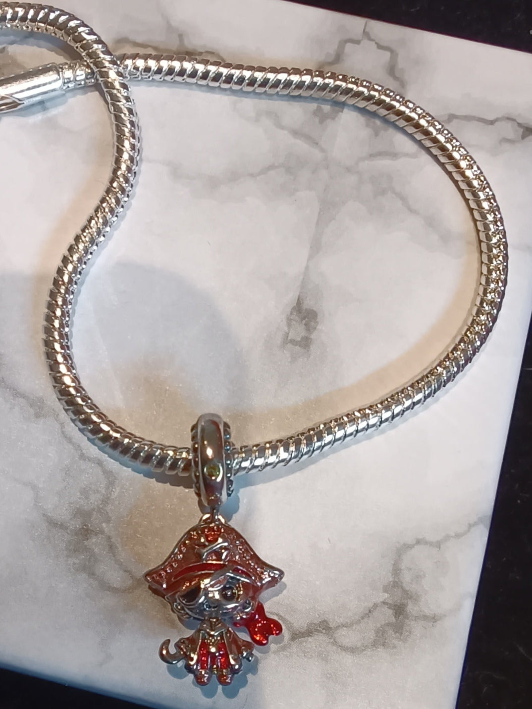 Gliederarmband+Charm-Anhänger "Pirat" Anhänger 925 er Sterling Silber