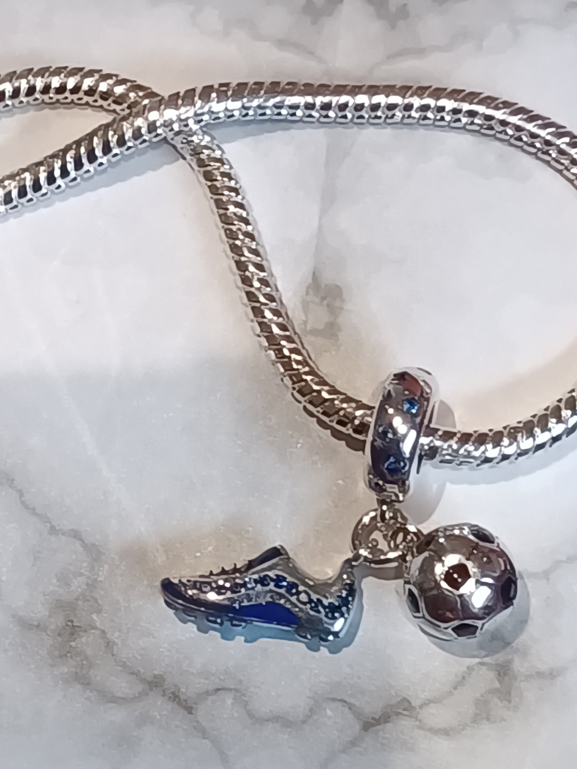 Gliederarmband++ Charm Anhänger "Fussball" 925er Sterling Silber