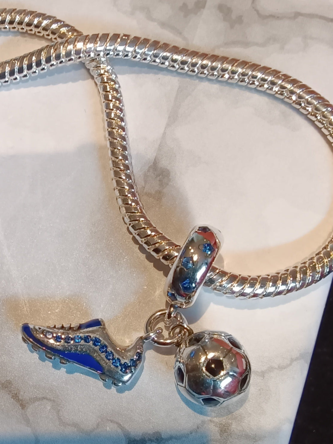 Gliederarmband++ Charm Anhänger "Fussball" 925er Sterling Silber