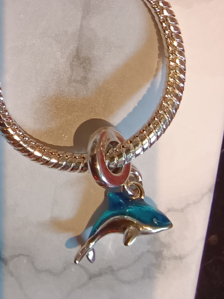 Gliederarmband+Charm-Anhänger "Delphin"925er Sterling Silber