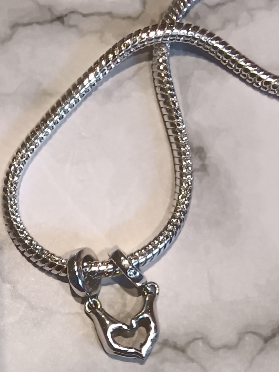 Gliederarmband+ Charm Anhänger"Herz/Hände" 925er Sterling Silber