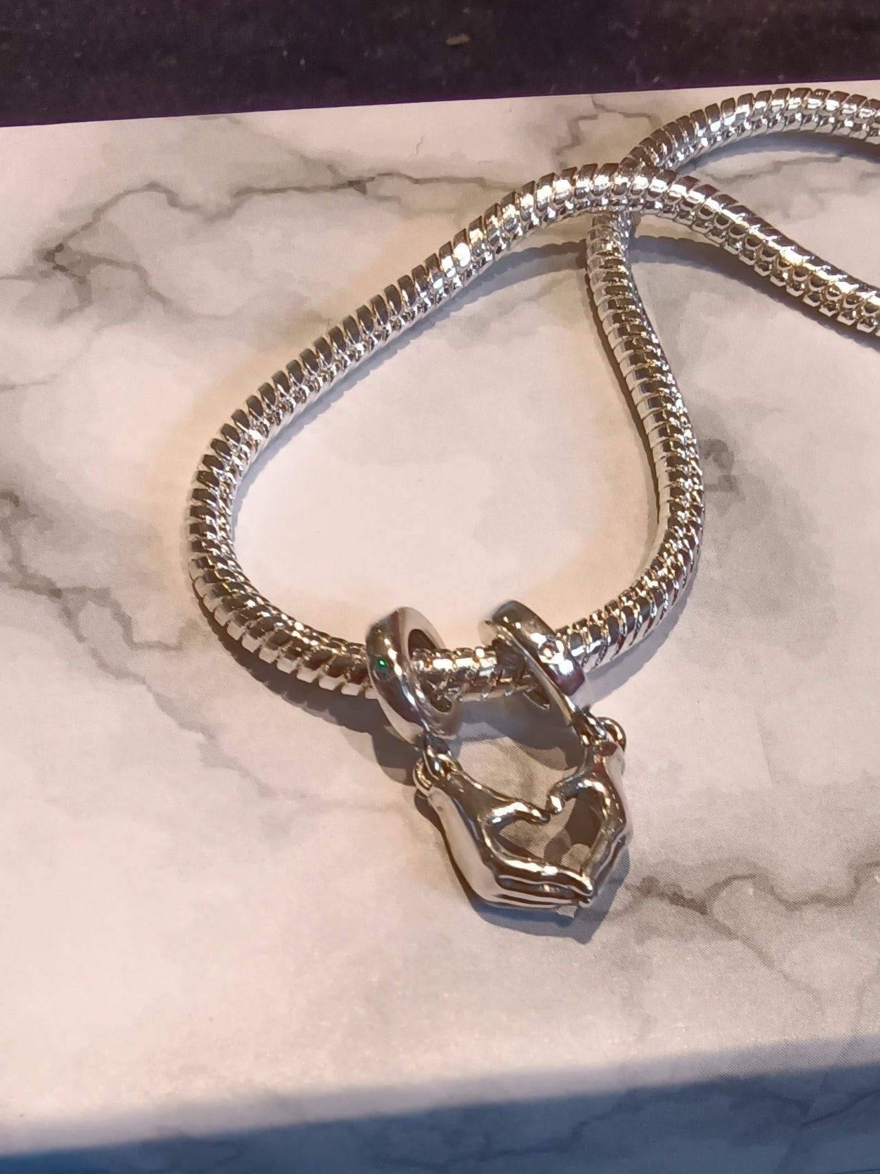 Gliederarmband+ Charm Anhänger"Herz/Hände" 925er Sterling Silber