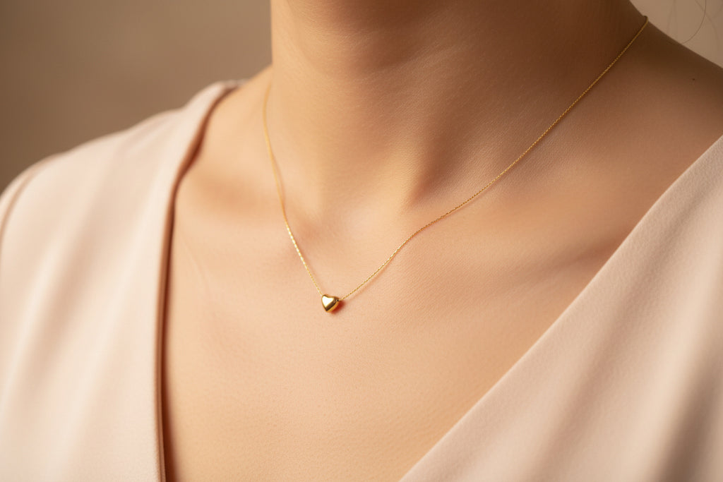 Elegante Herz-Anhänger Halskette Edelstahl vergoldet