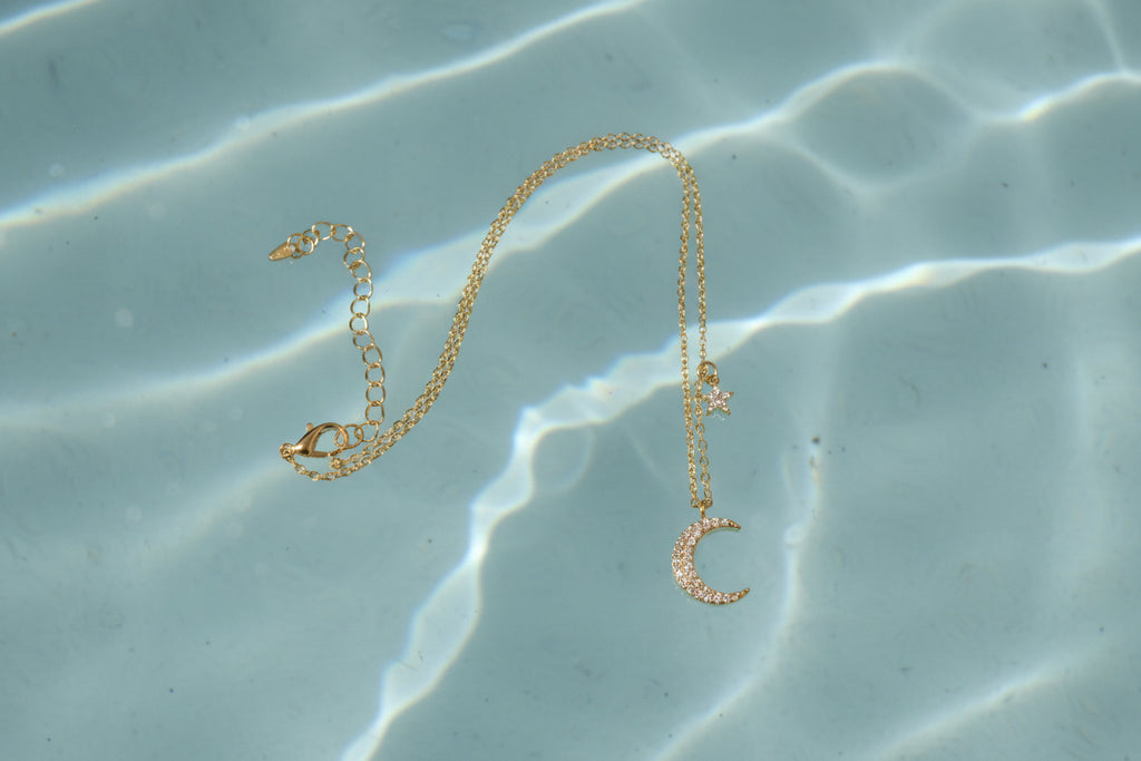 Stern-&Halbmond Anhänger mit Halskette