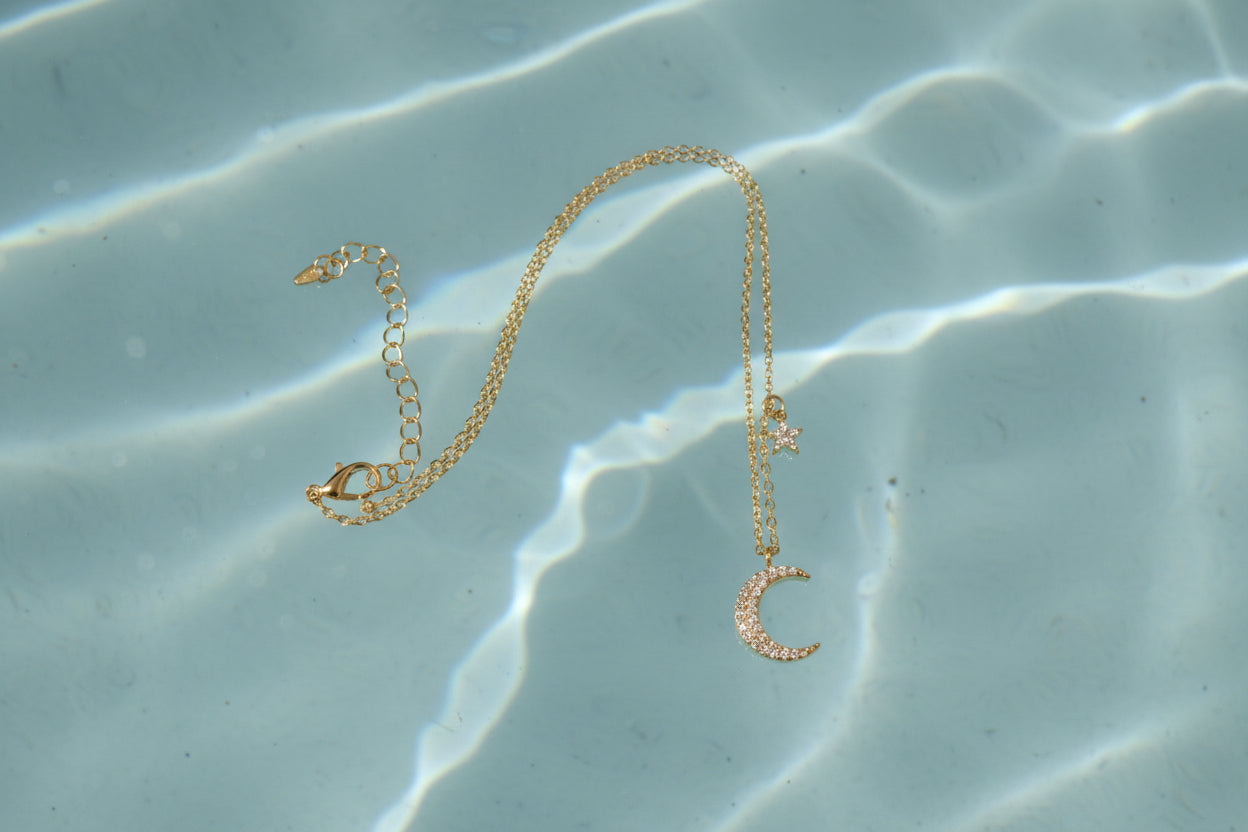Stern-&Halbmond Anhänger mit Halskette