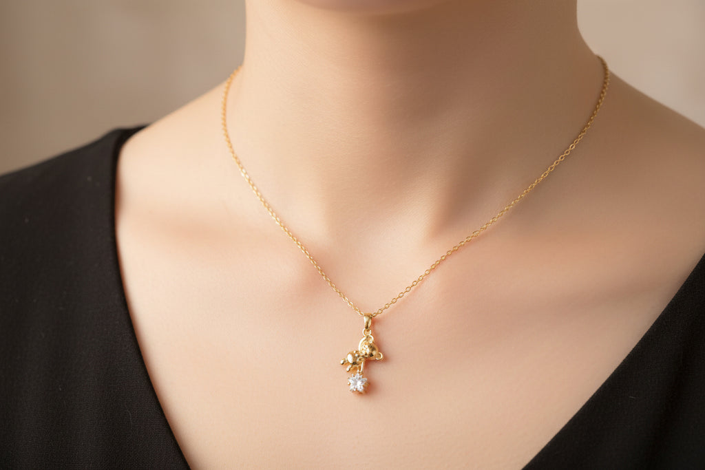 Bärchen Halskette mit Zirkonia Stern