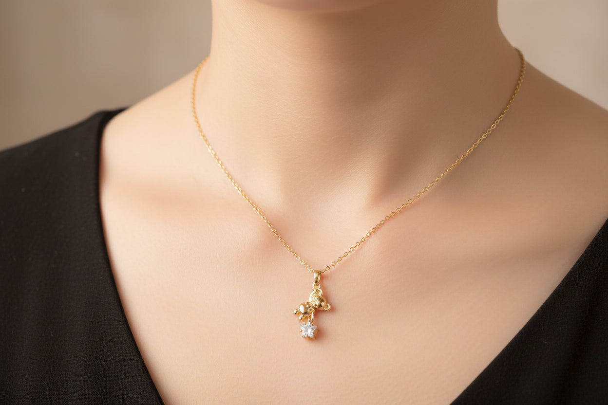 Bärchen Halskette mit Zirkonia Stern