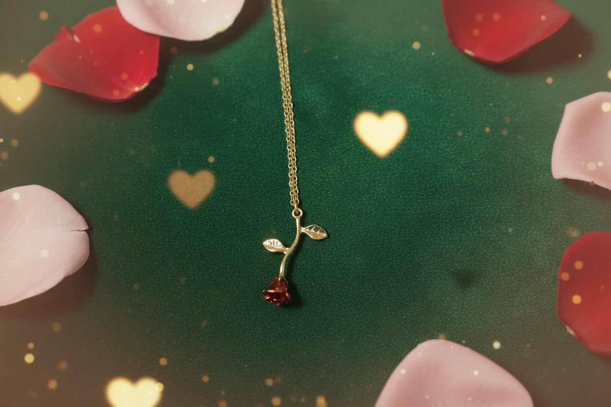 Edler Rosen Anhänger mit Halskette