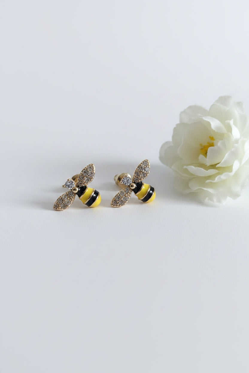 Bienen Ohrstecker mit Zirkonia Steinen Artikel 5O.