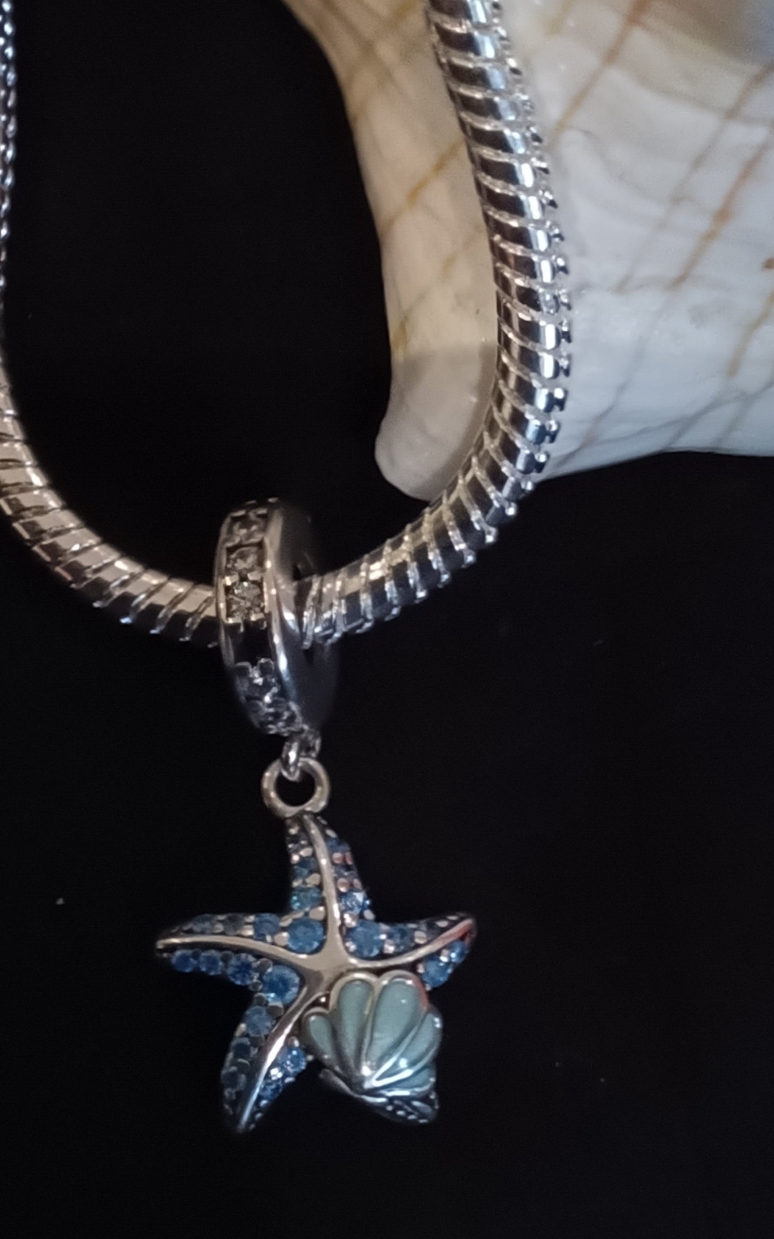 Gliederarmband+Charm Anhänger Seestern 925er Sterling Silber