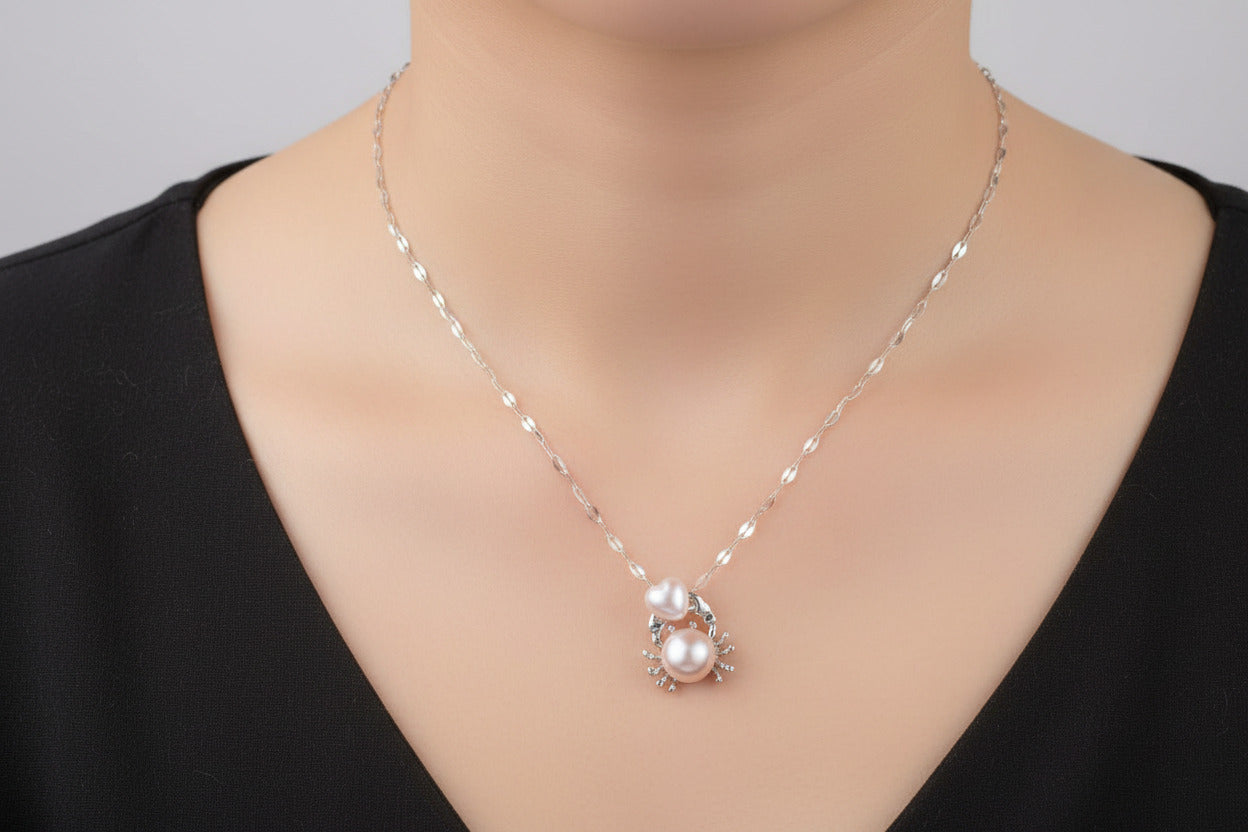 Frecher Krebs mit Herzperle Kette (Artikel304)